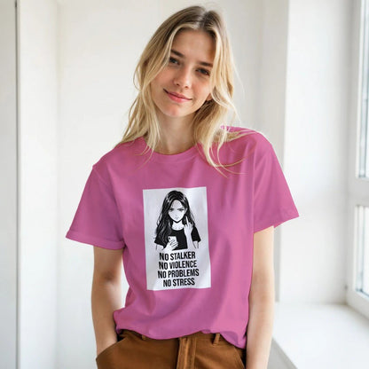 No Stalker No Violence No Problem No Stress Unisex T-Shirt - Kawaii Therapy Shop