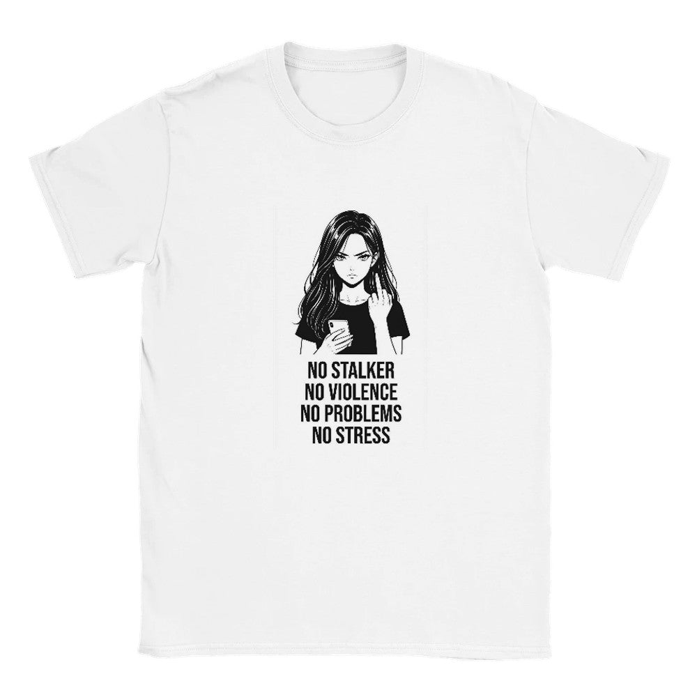 No Stalker No Violence No Problem No Stress Unisex T-Shirt - Kawaii Therapy Shop