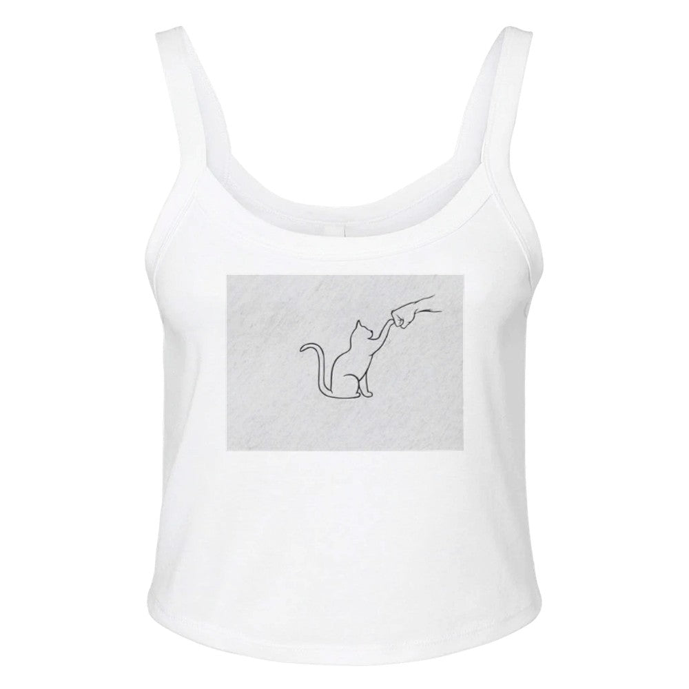 Canotta Donna Stile Minimal Cat - Cotone Morbido e Design Moderno - Kawaii Therapy Shop