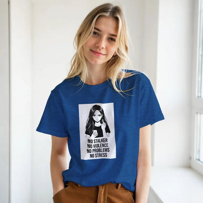 No Stalker No Violence No Problem No Stress Unisex T-Shirt - Kawaii Therapy Shop