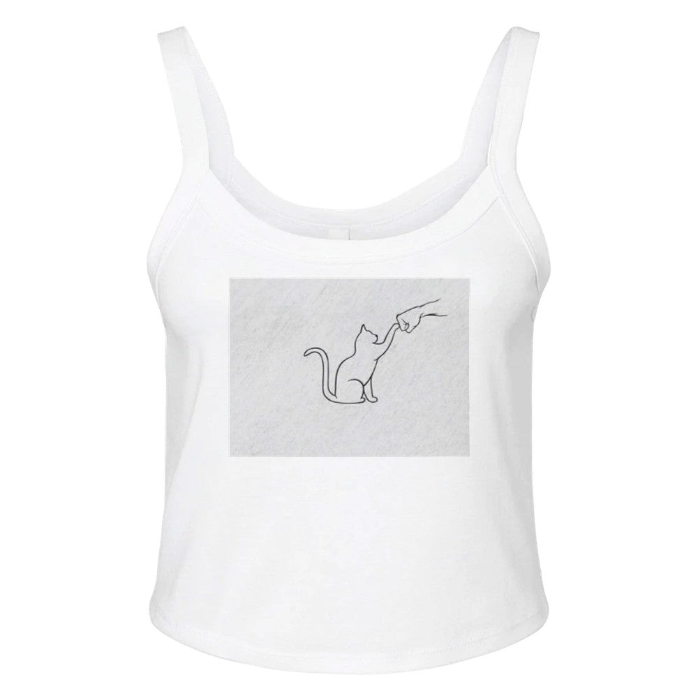 Canotta Donna Stile Minimal Cat - Cotone Morbido e Design Moderno - Kawaii Therapy Shop