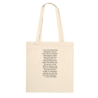 Linus Torvalds Computer Science Quote Premium Cotton Tote Bag - Kawaii Therapy Shop