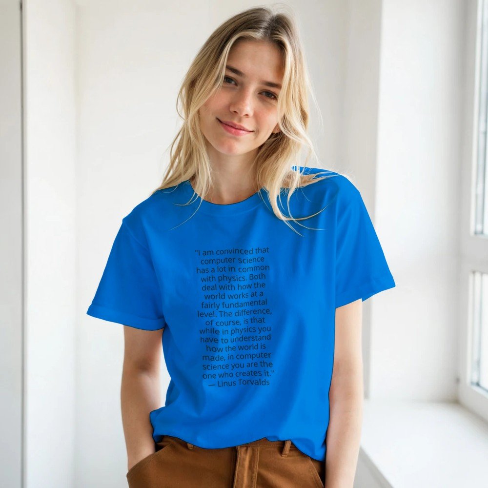 Linus Torvalds Computer Science Quote Premium Cotton T-Shirt - Kawaii Therapy Shop