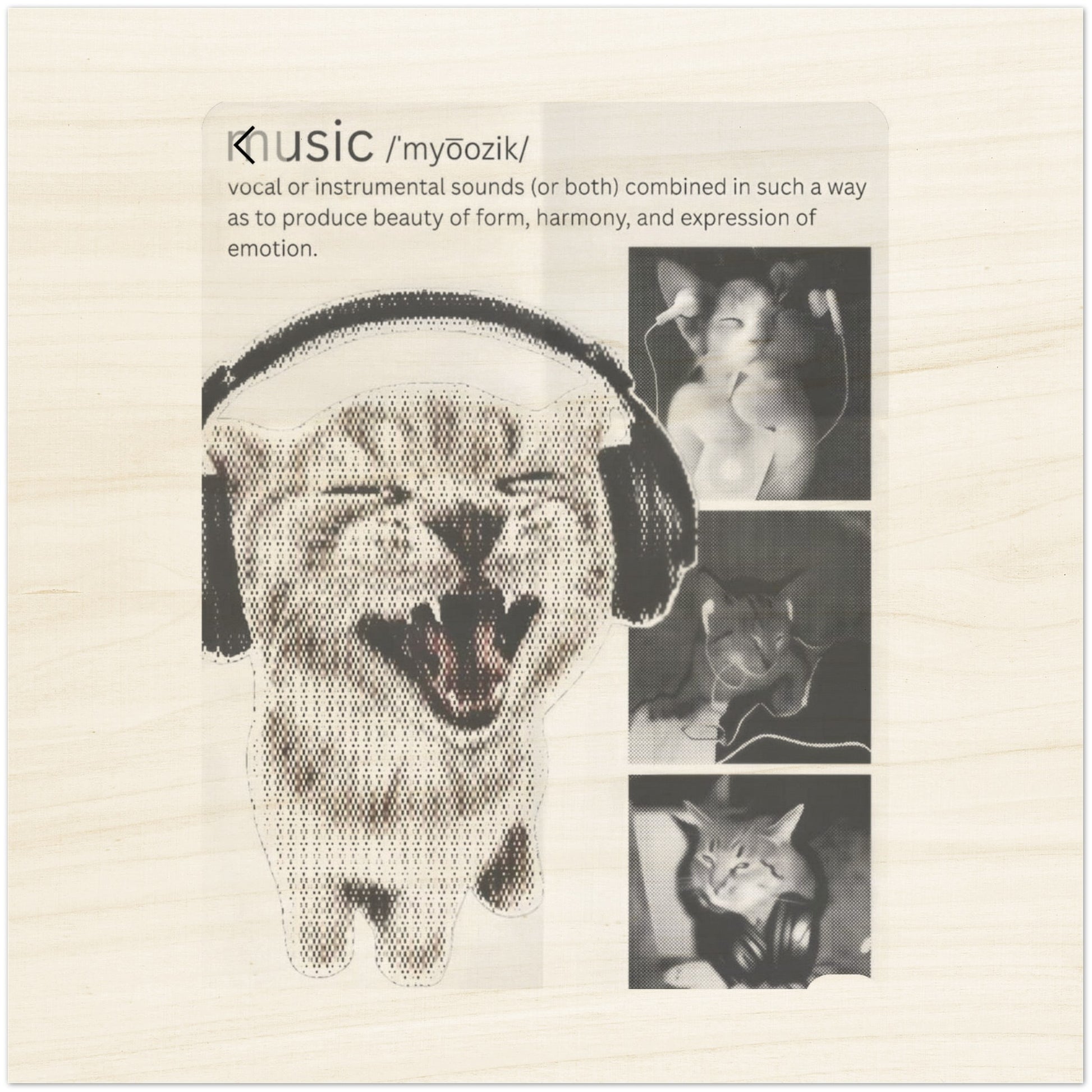 Cats and Music Wood Print – Natural Birch Wall Decor - Kawaii Therapy Shop