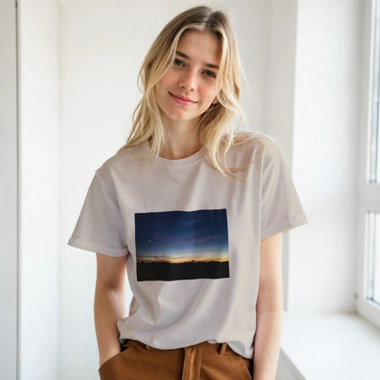 Sunset Graphic Print Premium Cotton T-Shirt – Soft Crew Neck Tee - Kawaii Therapy Shop