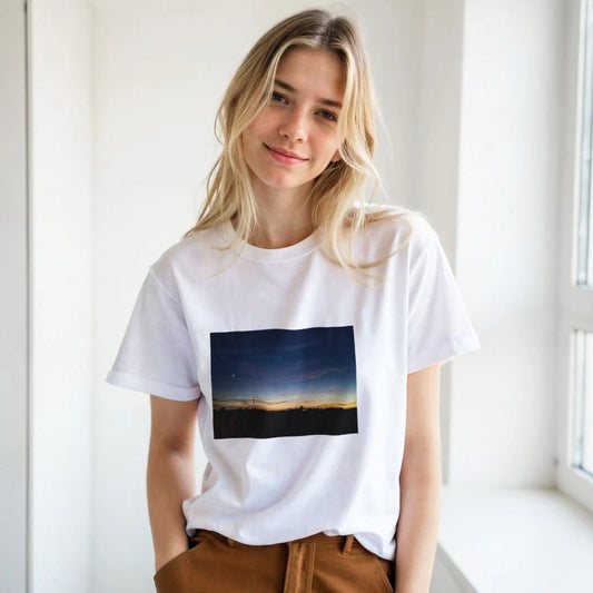 Sunset Graphic Print Premium Cotton T-Shirt – Soft Crew Neck Tee - Kawaii Therapy Shop
