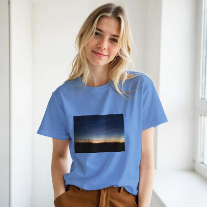 Sunset Graphic Print Premium Cotton T-Shirt – Soft Crew Neck Tee - Kawaii Therapy Shop