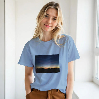 Sunset Graphic Print Premium Cotton T-Shirt – Soft Crew Neck Tee - Kawaii Therapy Shop
