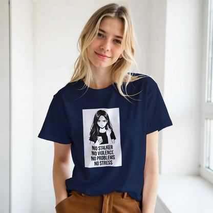 No Stalker No Violence No Problem No Stress Unisex T-Shirt - Kawaii Therapy Shop
