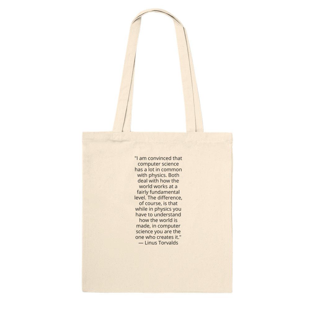 Linus Torvalds Computer Science Quote Premium Cotton Tote Bag - Kawaii Therapy Shop