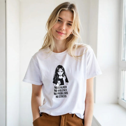 No Stalker No Violence No Problem No Stress Unisex T-Shirt - Kawaii Therapy Shop