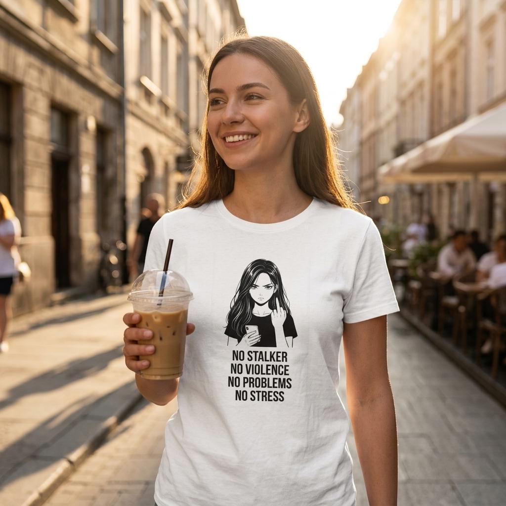 No Stalker No Violence No Problem No Stress Unisex T-Shirt - Kawaii Therapy Shop