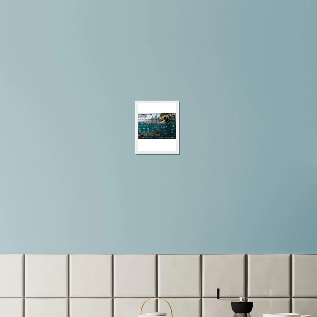 The Hidden Pollution in Our Water Poster with Wooden Magnetic Hanger - Fine Art Framed Poster - Kawaii Therapy Shop
