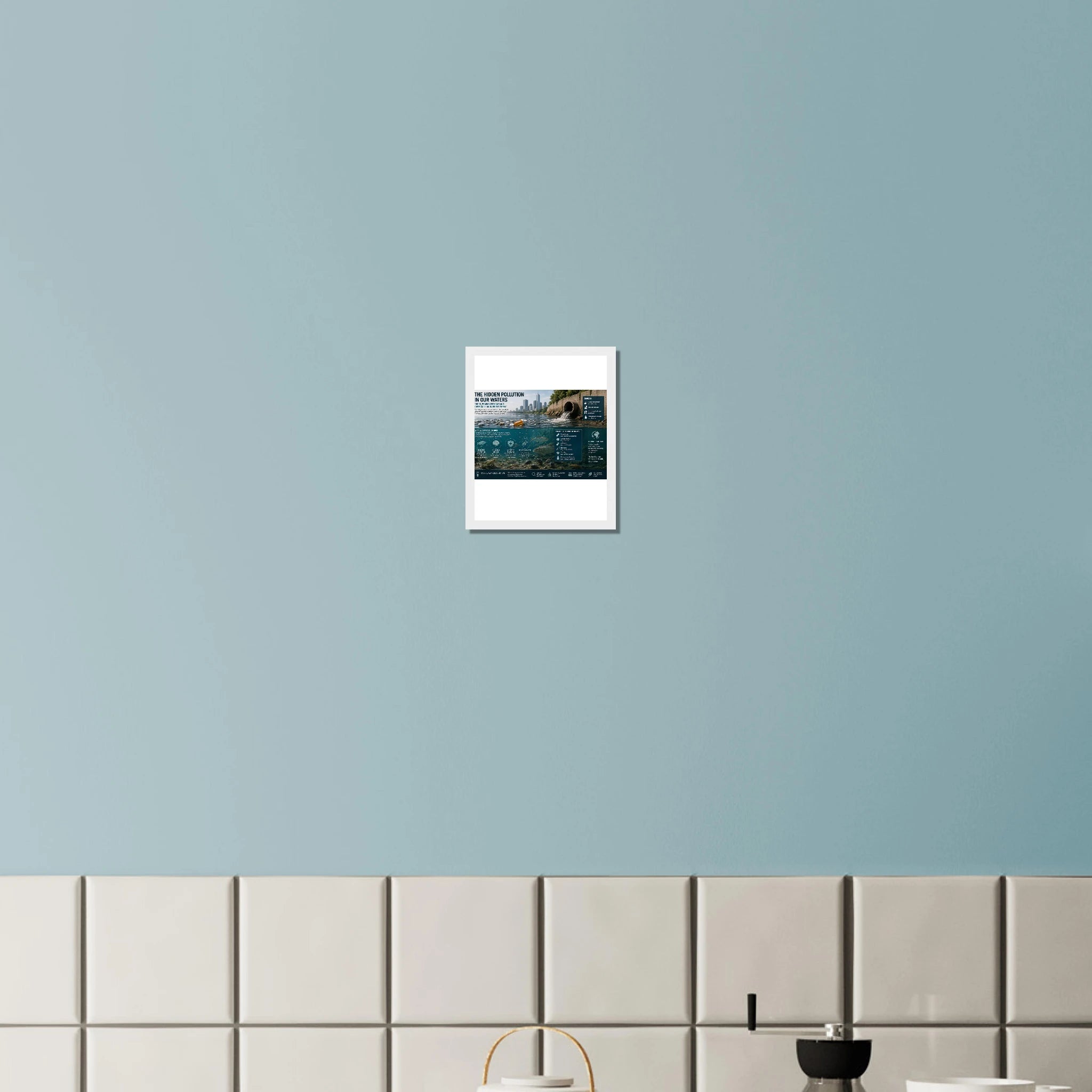 The Hidden Pollution in Our Water Poster with Wooden Magnetic Hanger - Fine Art Framed Poster - Kawaii Therapy Shop